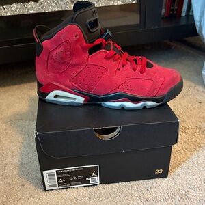 Jordan Kids' Red and Black Suede Sneakers